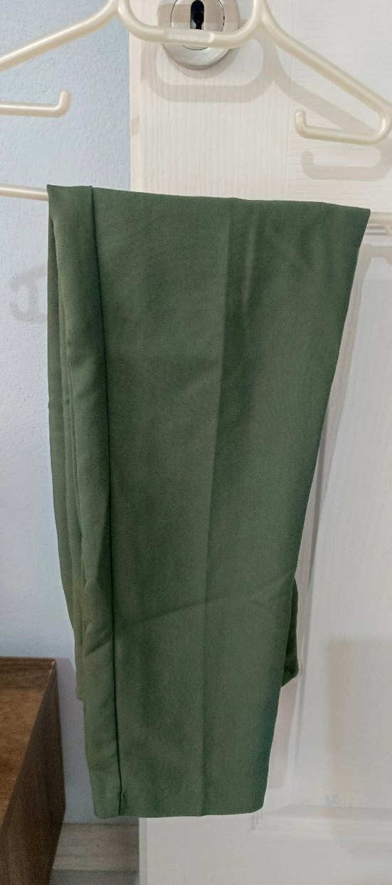 Kadın Haki Kumaş Pantolon Midi Boy Regular Fit - Görsel 5