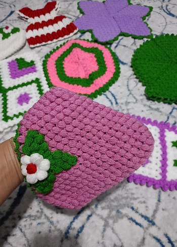 Pembe Nakışlı Renkli Fırın Eldiveni - Görsel 2