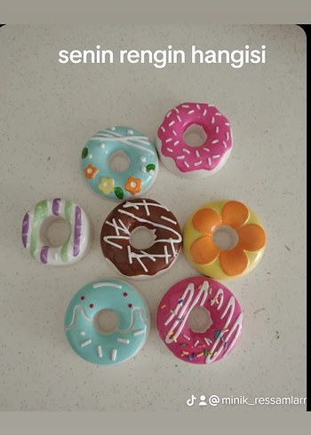 Beyaz Dekoratif Donut Şekilli boyama seti taş tozundan - Görsel 2