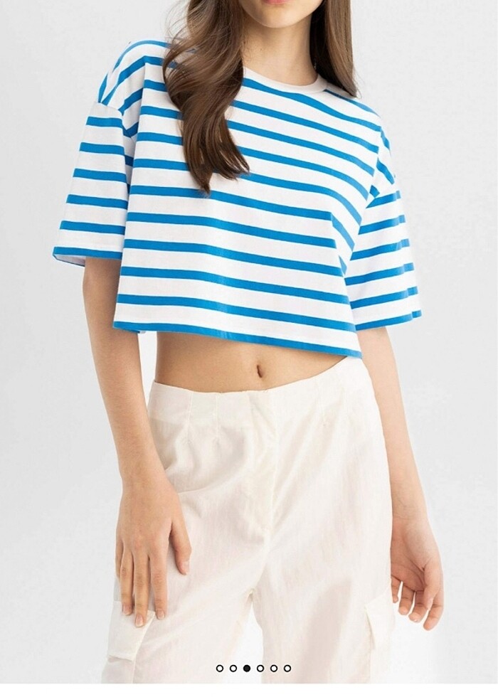 Defacto Çizgili kısa kollu tişört - Görsel 2