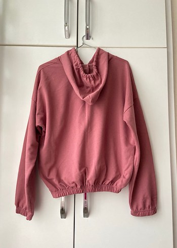 Pembe Kapüşonlu Oxford Baskılı Sweatshirt - Görsel 2
