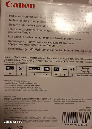 Canon AS-120 Kırmızı Hesap Makinesi - Görsel 2