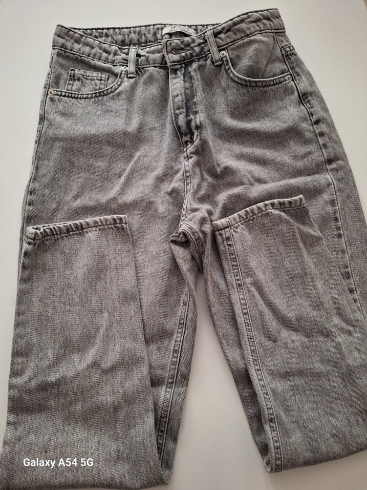 Gri Kadın Denim Pantolon Regular Fit - Görsel 3