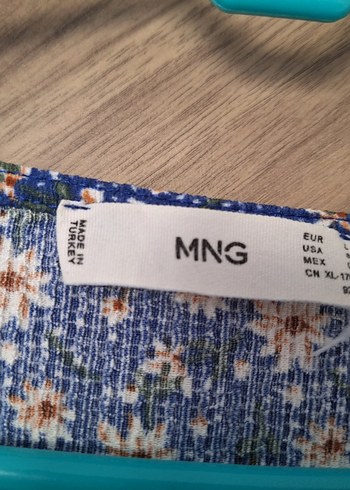 Mango Mavi V Yaka Uzun Kollu Midi Bohem Elbise