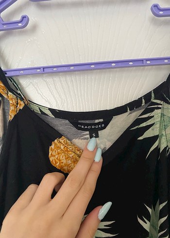 Çok Renkli Ananas Desenli Uzun Elbise - Görsel 2