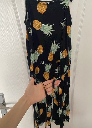 Çok Renkli Ananas Desenli Uzun Elbise - Görsel 3