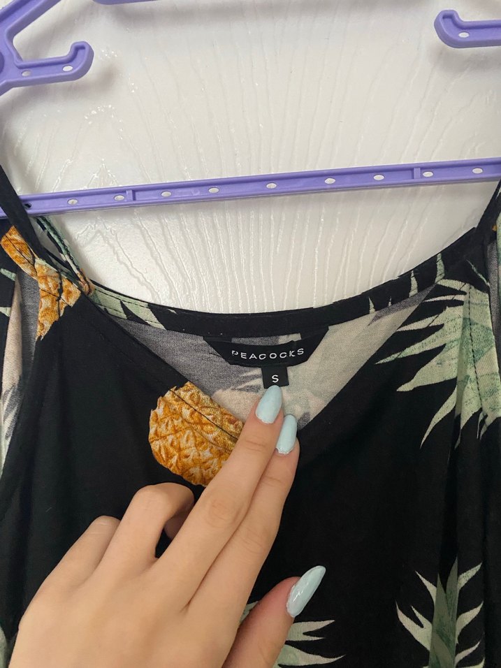 Çok Renkli Ananas Desenli Uzun Elbise - Görsel 2