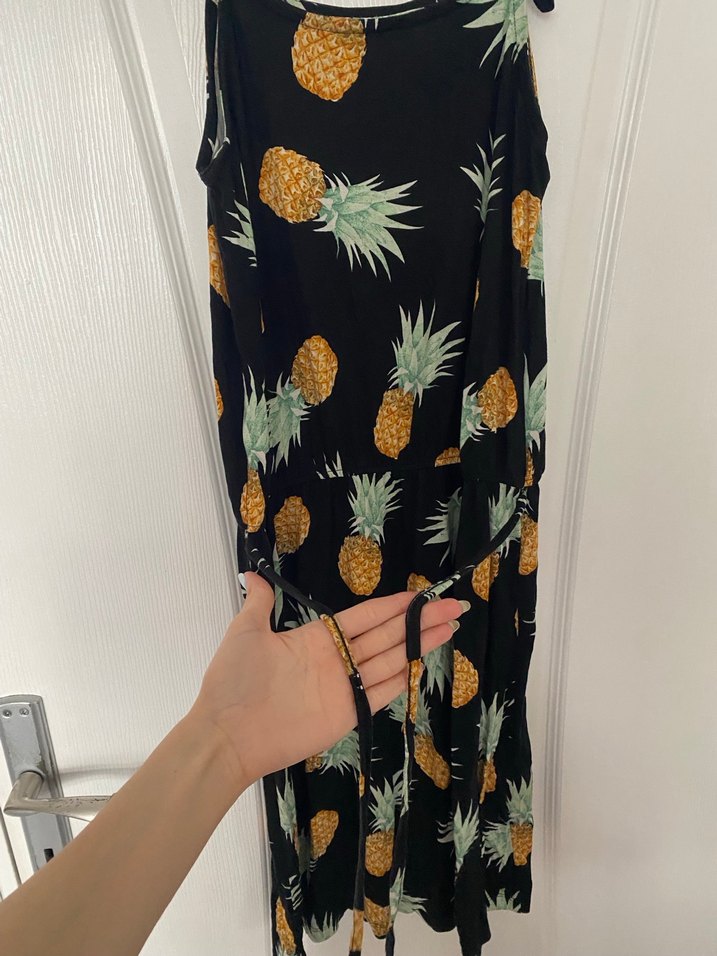 Çok Renkli Ananas Desenli Uzun Elbise - Görsel 3