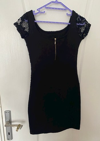 Dantel Detaylı Siyah Midi Gotik Elbise - Görsel 3