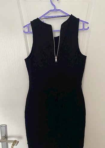 Siyah Yuvarlak Yakalı Mini Kadın Elbise - Görsel 3