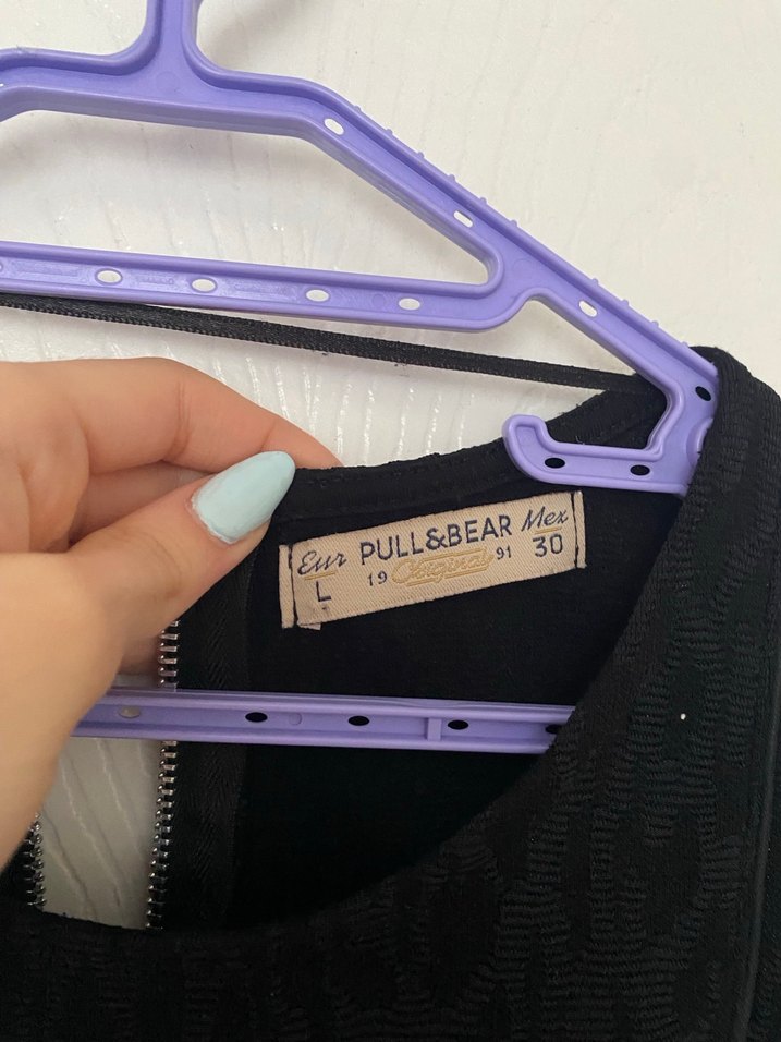 Siyah Yuvarlak Yakalı Mini Kadın Elbise - Görsel 2