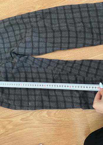 Gri Rahat Kesim Keten Kadın Pantolon - Görsel 2