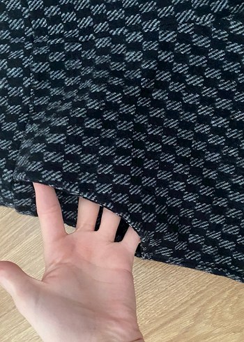 Örgü Desenli Gri Yüksek Bel Kadın Şort - Görsel 3