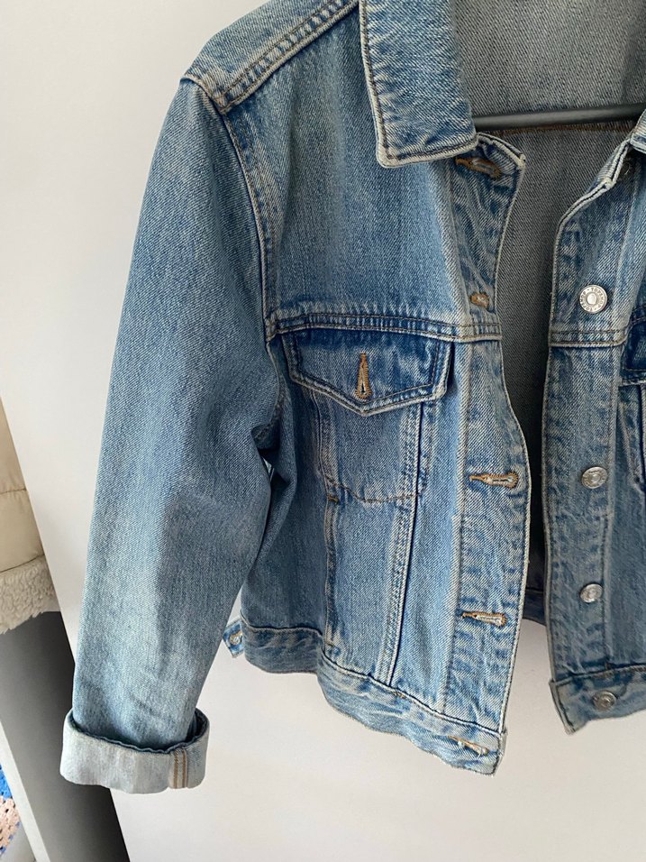 Düğmeli Mavi Kadın Kot Ceket - Görsel 2