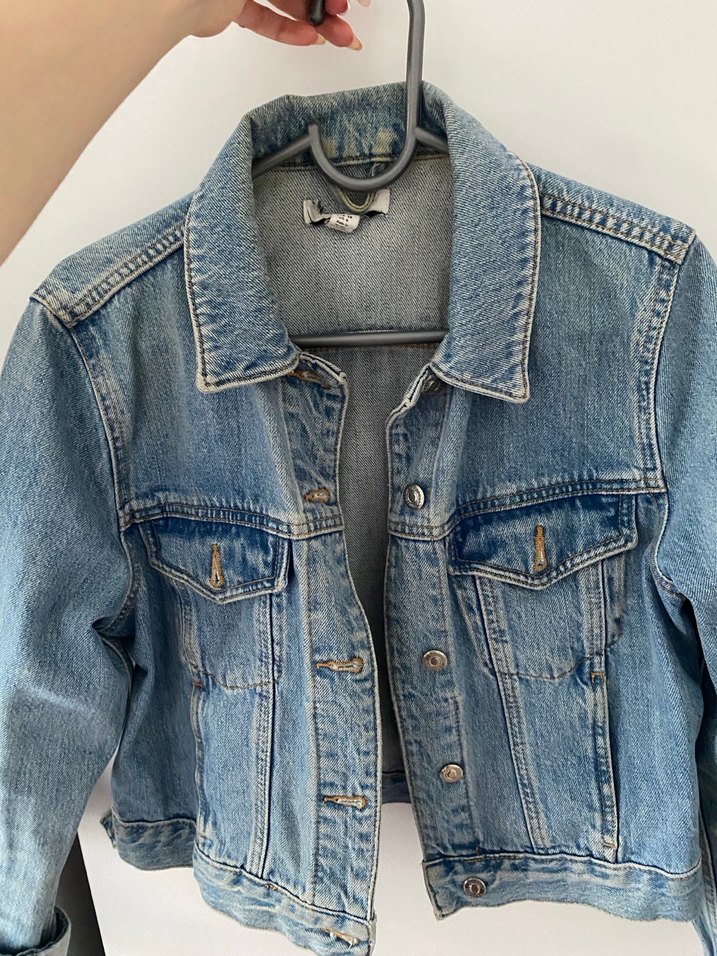 Düğmeli Mavi Kadın Kot Ceket - Görsel 4