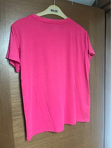 xl Beden Düz Basic Pembe Tshirt Shein