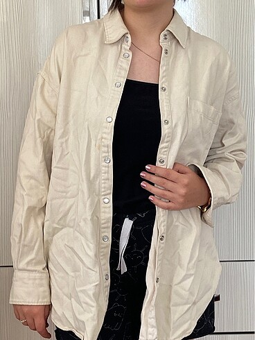 H&M H&M bej rengi oversize ceket/gömlek