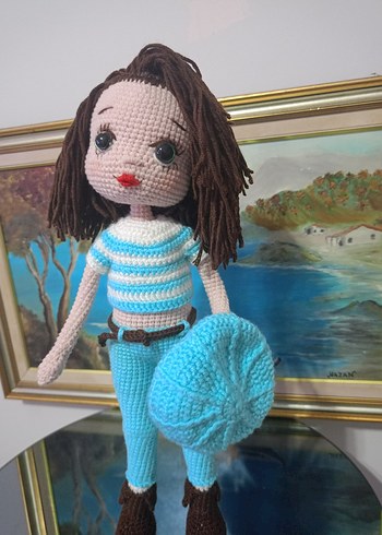 Tasarımcı Turkuaz Amigurumi Örgü Bebek