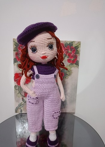 Tasarımcı Mor Örgü Amigurumi Bebek Oyuncak