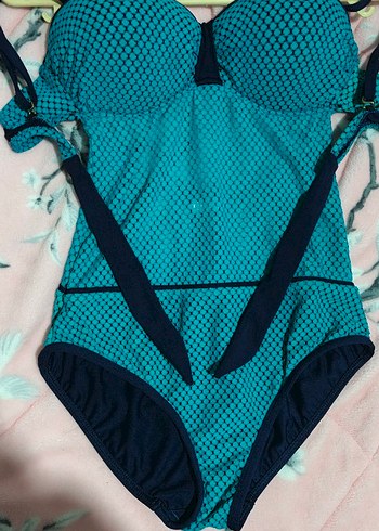 Mavi Dantel Detaylı Strappy Mayo - Görsel 2