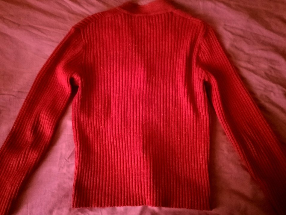 Düğmeli Kırmızı Kadın Hırka - Görsel 3