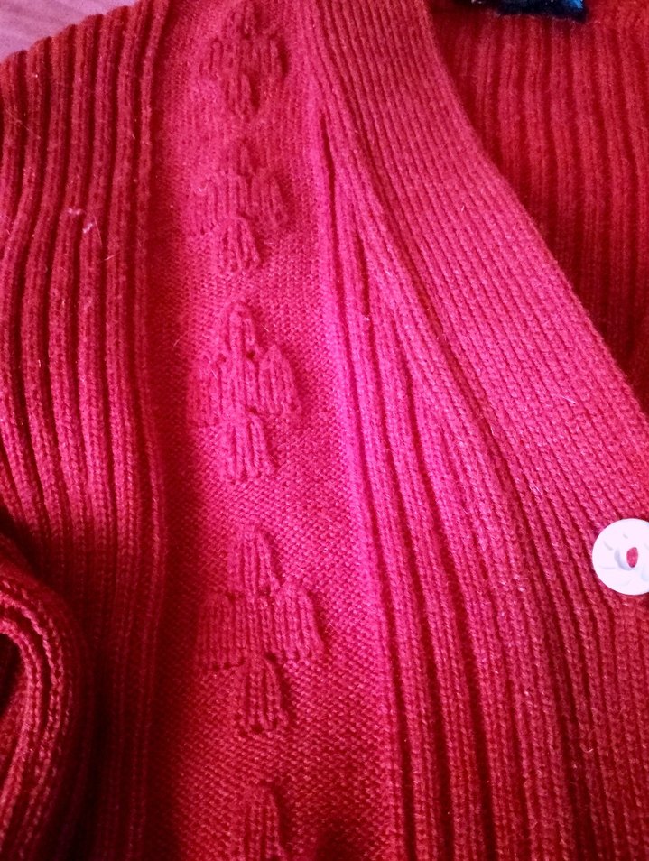 Düğmeli Kırmızı Kadın Hırka - Görsel 2