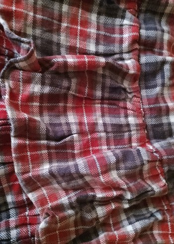 Kırmızı Kareli Fırfırlı Midi Etek - Görsel 2