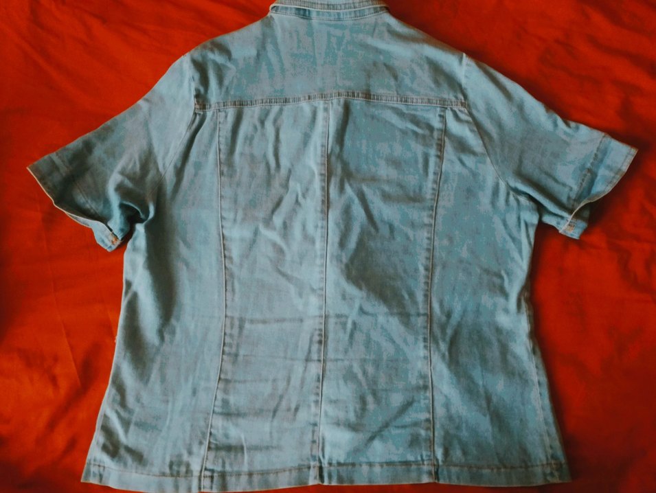 Düğmeli Mavi Denim Kadın Gömlek - Görsel 3