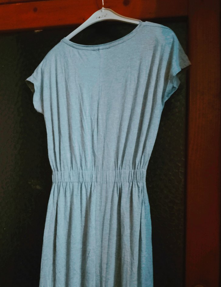 Gri Keten Salaş Uzun Elbise - Görsel 2