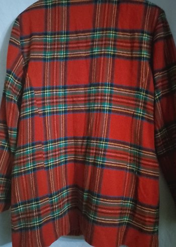 Oversize Kadın Kırmızı Ekose Kaban - Görsel 5