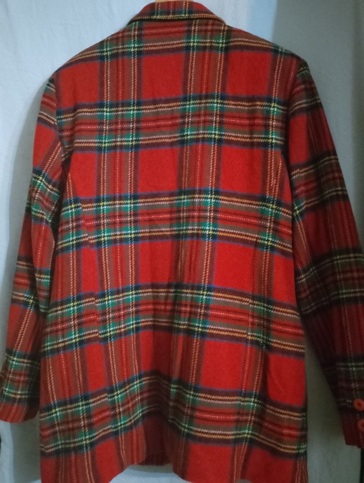 Oversize Kadın Kırmızı Ekose Kaban - Görsel 2