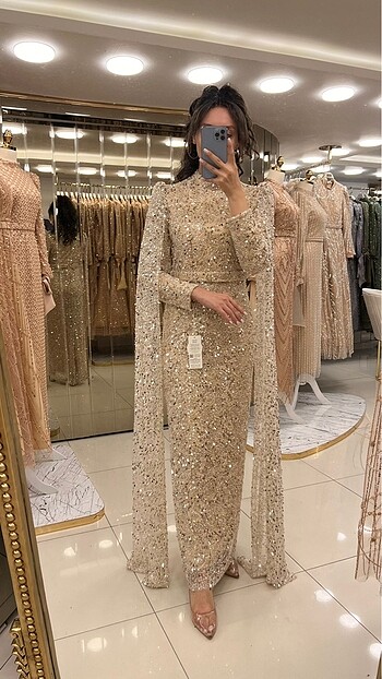 TAŞ RENKLİ ,TAŞ PELERİNLİ,FUL TAŞ DETAYLI ABİYEMİZ - Görsel 2