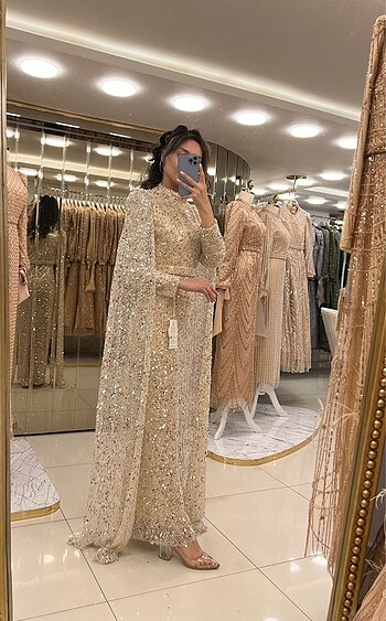 TAŞ RENKLİ ,TAŞ PELERİNLİ,FUL TAŞ DETAYLI ABİYEMİZ - Görsel 4