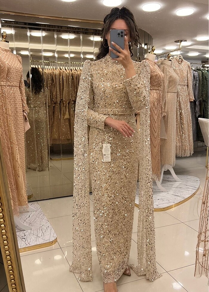 TAŞ RENKLİ ,TAŞ PELERİNLİ,FUL TAŞ DETAYLI ABİYEMİZ - Görsel 2