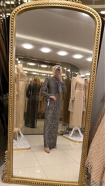 ANTRASİT RENKLİ ABİYEMİZ.KOL DETAYLI, FUL TAŞLI İŞLEMLİ ŞIK ABİY - Görsel 5