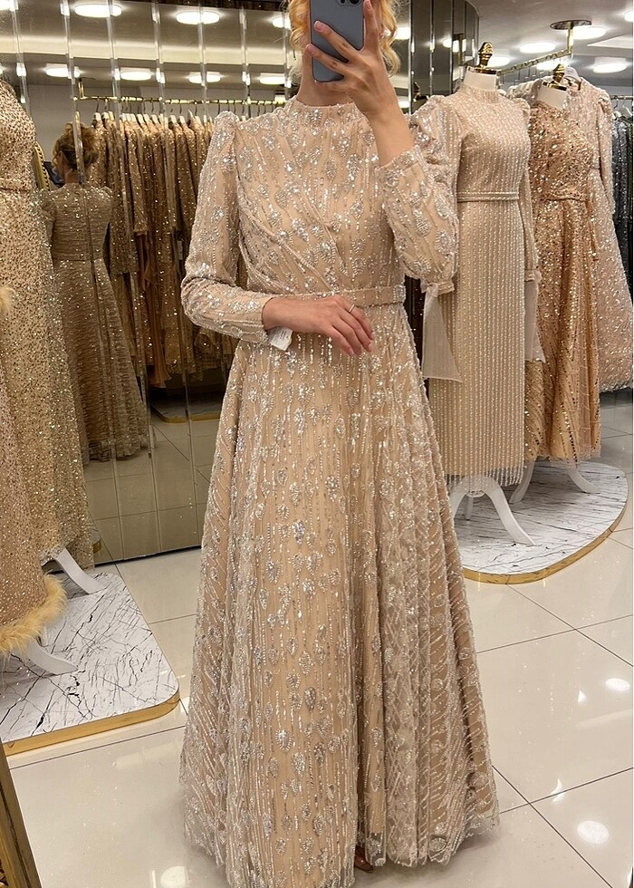 TAŞ RENK ABİYEMİZ,FUL DESEN TAŞ İŞLEMLİ ÇOK ŞIK ABİYE. - Görsel 4