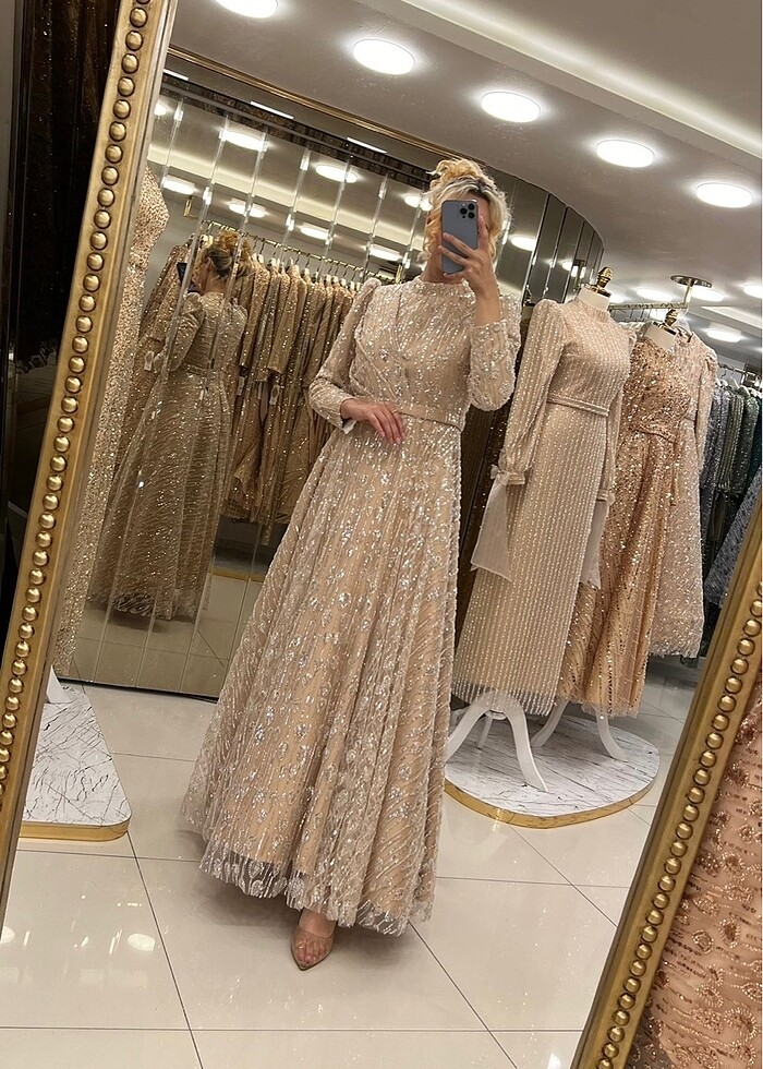 TAŞ RENK ABİYEMİZ,FUL DESEN TAŞ İŞLEMLİ ÇOK ŞIK ABİYE. - Görsel 2