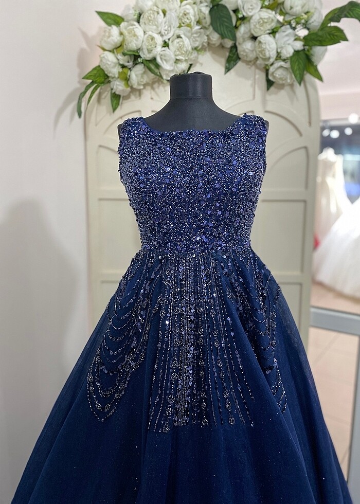 Lacivert  nişanlık, söz elbisesi - Görsel 2