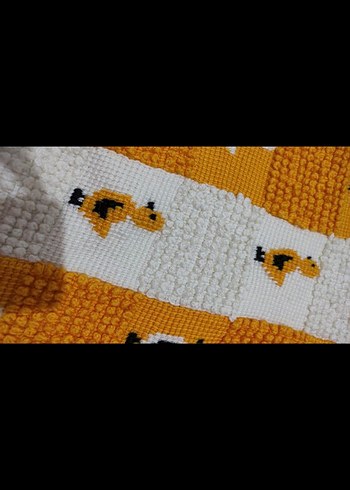 Nakışlı Çok Renkli Örgü Çocuk Battaniyesi - Görsel 3