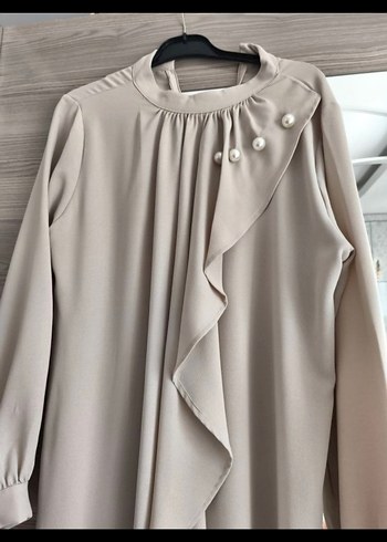 Drapeli Gri Uzun Kadın Elbise - Görsel 4