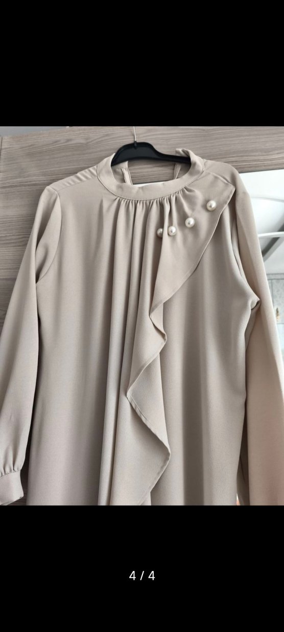 Drapeli Gri Uzun Kadın Elbise - Görsel 4