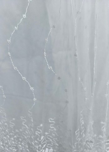 Nakışlı Beyaz Tül Perde - Görsel 4