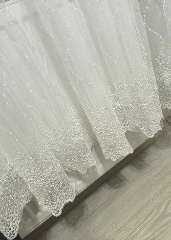 Nakışlı Beyaz Tül Perde - Görsel 3