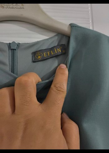 Uzun Turkuaz Kadın Abiye Elbise - Görsel 4