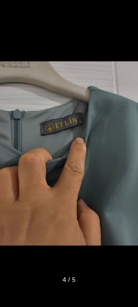 Uzun Turkuaz Kadın Abiye Elbise - Görsel 4