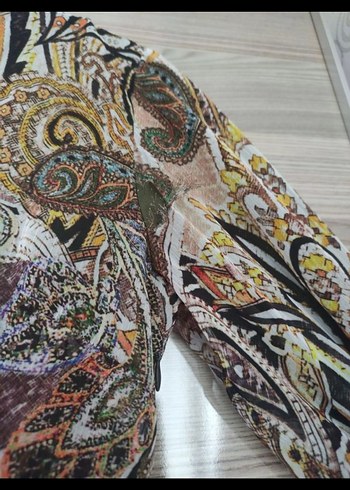 Bohem Çok Renkli Uzun V Yaka Elbise - Görsel 3