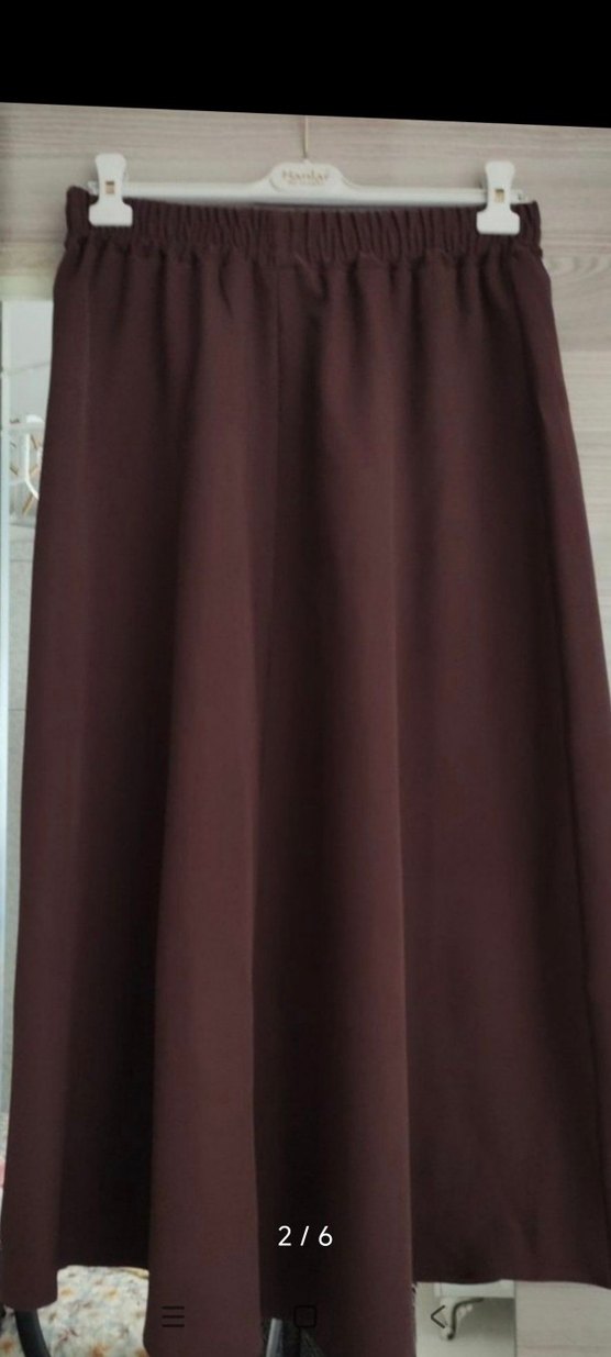 Kahverengi Uzun Kollu Kemerli Kadın Elbise - Görsel 3