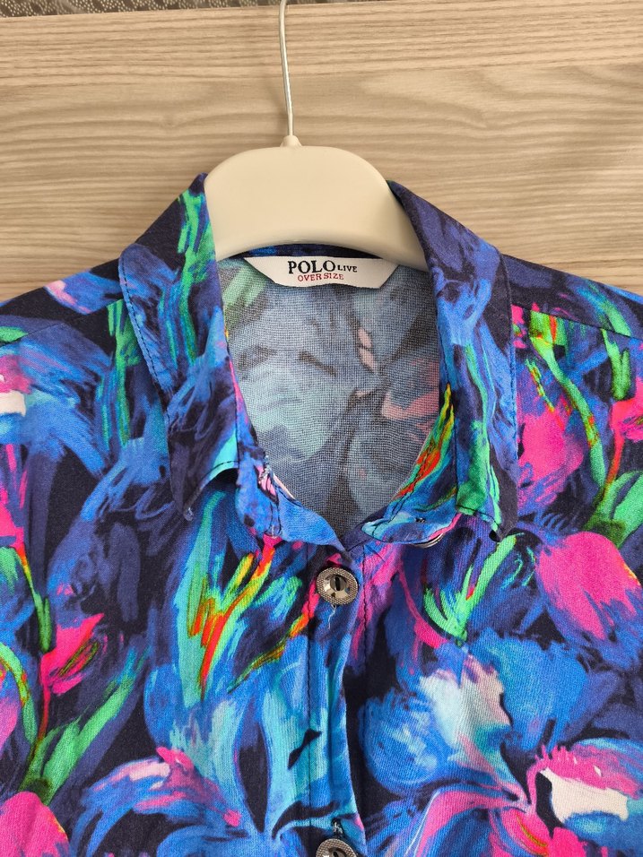 Çiçek Desenli Uzun Kadın Gömlek - Görsel 2