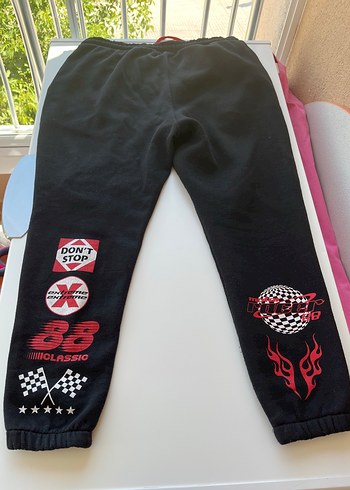 Erkek Siyah Baskılı  Eşofman Altı - Görsel 2