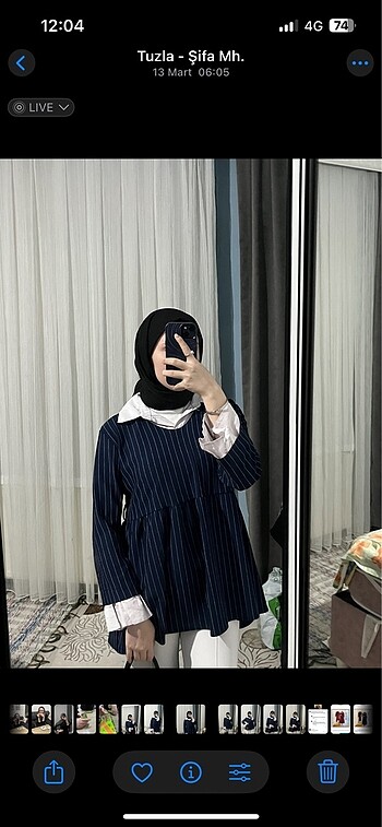 Diğer Lacivert belden prenses model gömlek